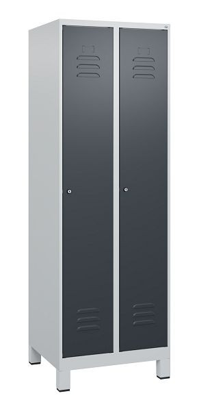 C+P luierkastje Classic PLUS met middenwand, voeten, 2 vakken, 1800x600x500mm, 7035/7016, cilindersloten, 0800107-20F S10023