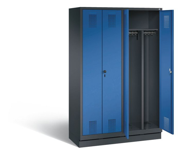 C+P zwart wit kastje Evolo, H1800xW1190xD500mm, kleur: zwart grijs / gentiaanblauw, 48022-40 S10260