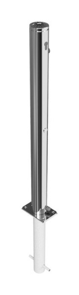 Schake RVS paal Ø 76 mm met siergroef, opklapbaar, zelfvergrendelend slot voor inbetonzetting, met profielcilinderslot, 4272UZH