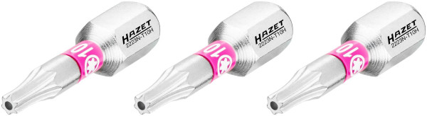 Hazet bit, massieve zeskant 6,3 (1/4 inch), Tamper Resistant TORX® profiel, T10H, aantal gereedschappen: 3, 2223N-T10H/3