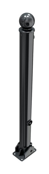 Schake-stijlpaal serie 474B Ø 76 mm, opklapbaar, zelfvergrendelend slot voor plugbevestiging, driehoekslot, 474FUB