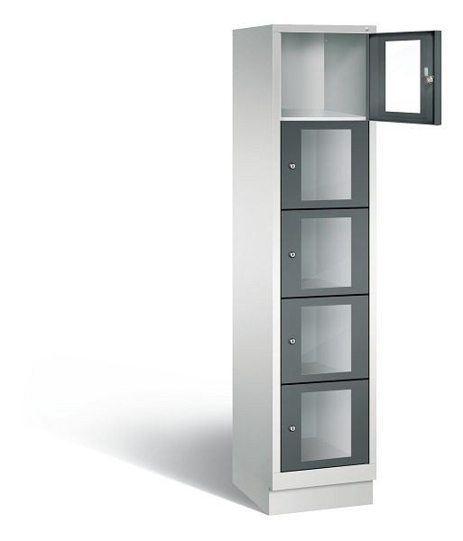 C+P lockerkast Classic, H1800xB420xD500mm, kleur: lichtgrijs / antracietgrijs, 8020A125 S10019