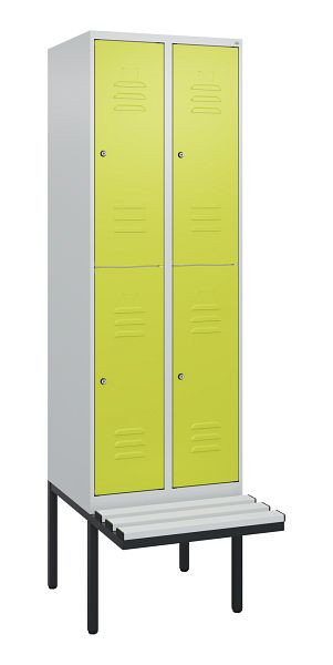 C+P dubbeldekskast Classic PLUS, 2 compartimenten, 2120x600x815mm, 7035/0024, cilindersloten, zwevende zitting, 0803407-20 S10025
