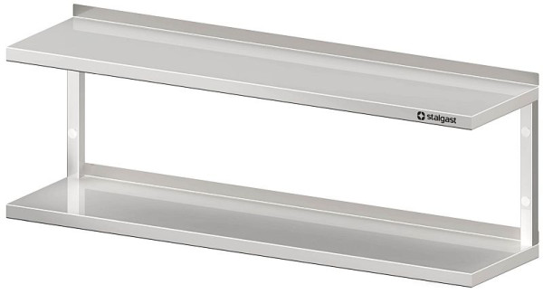 Stalgast dubbele wandplank, hoogte 390 mm, met hoekbeugels, gelast
