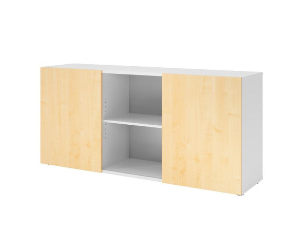 Hammerbacher dressoir met schuifdeuren 1780, 2 OH, romp: wit / voorkant: esdoorn, 160 x 42 x 74,8 cm (BxDxH), V1780/W/3