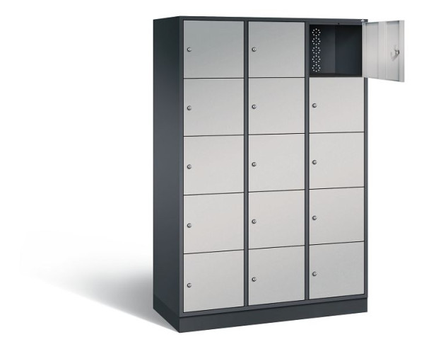 C+P XL lockerkast Intro, H1950xW1220xD490mm, kleur: zwart-grijs/wit aluminium, 8570-302 S10109