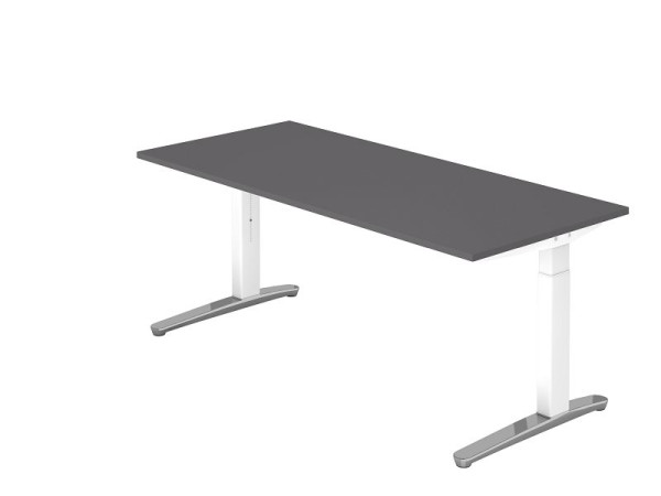 Hammerbacher bureau C-onderstel 180x80cm grafiet/wit gepolijst aluminium, rechthoekige vorm, VXB19/G/WC