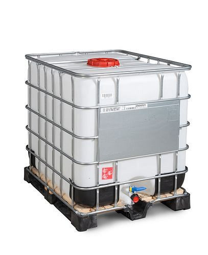 DENIOS Recobulk IBC Gefahrgut-Container, Holz, 1000 l, Öffnung NW225, Auslauf NW50, 266-192