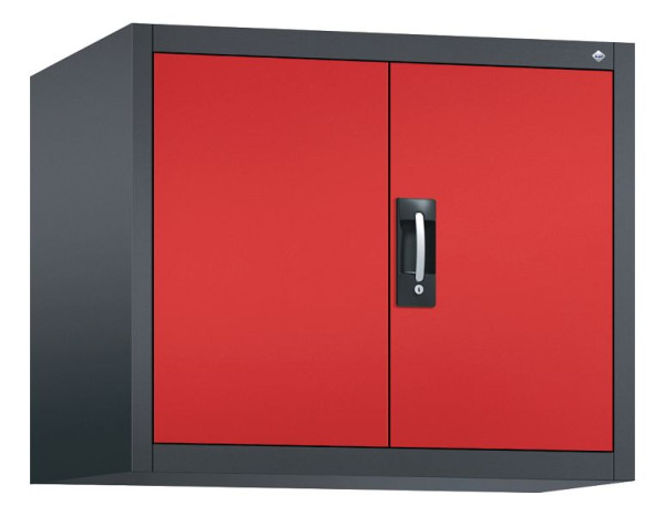 C+P opbouwkast Acurado, H790xW930xD600mm, kleur: zwartgrijs / vuurrood, verzonken handgreep, 9295-000 S10002