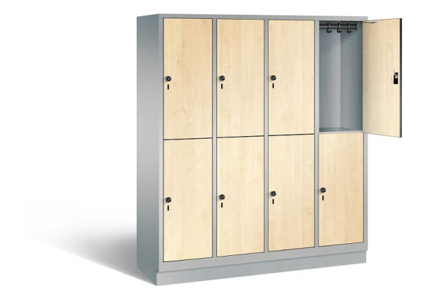 C+P locker, dubbeldekker Evolo, H1800xB1590xD500mm, kleur: wit aluminium / Donau esdoorn decor, 48320-42 S10415