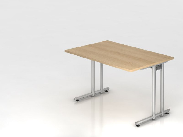 Hammerbacher bureau C-poot 120x80cm eiken/zilver, werkhoogte 72 cm, VNS12/E/S