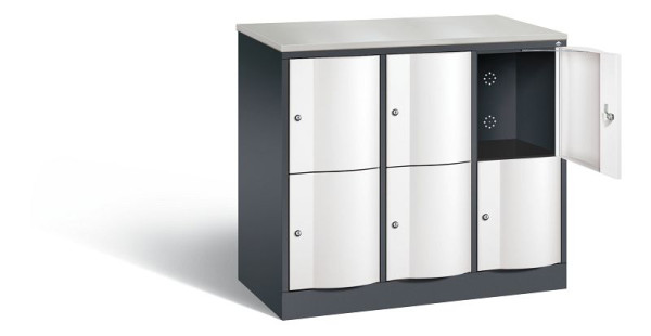 C+P lockerkast Resisto, H1077xB1148xD540mm, kleur: zwartgrijs / verkeerswit, 8472-372 S10146