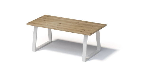 Bisley Fortis Table Regular, 2000 x 1000 mm, rechte rand, geolied oppervlak, T-frame, oppervlak: naturel / framekleur: verkeerswit, F2010TP396