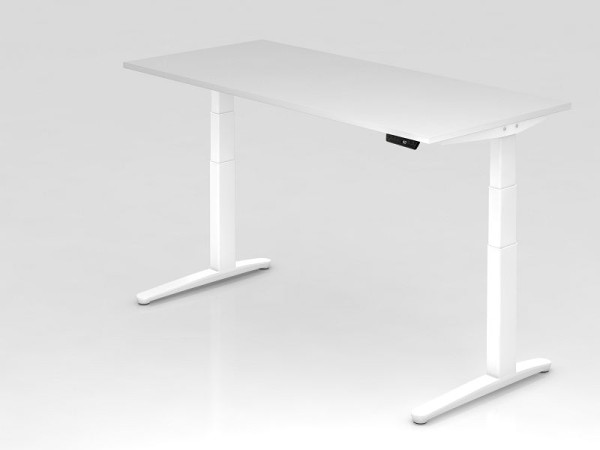 Hammerbacher zit-sta bureau elektrisch 180x80cm wit/wit, rechthoekige vorm, VXBHM19/W/WW