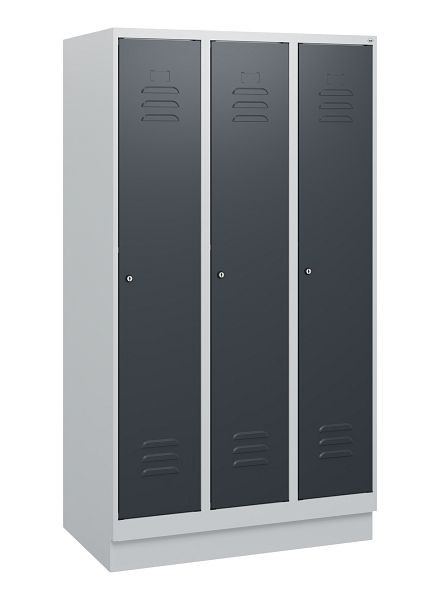 C+P luierkluis Classic PLUS, onderbouw, 3 vakken, 1630x900x500mm, 7035/7016, cilindersloten, 0800205-30 S10023