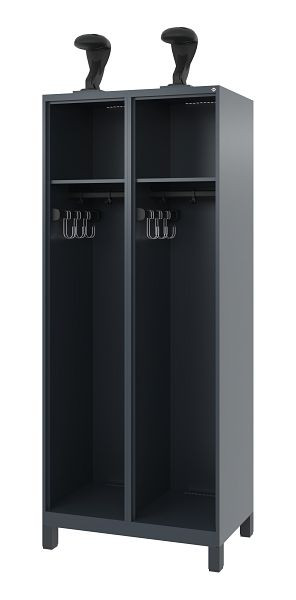 C+P Evolo brandweerkast, model EXPERT, 2 compartimenten, H1850B800T500 mm, antraciet, voeten, 0491015-22 S10007