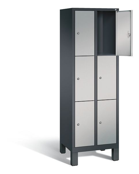 C+P lockerkast Evolo, H1850xB610xD500mm, kleur: zwart-grijs/wit aluminium, 48010-203 S10140