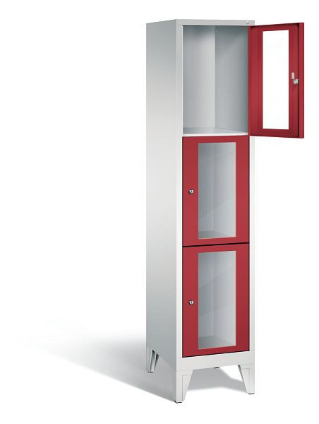 C+P lockerkast Classic, H1850xB420xD500mm, kleur: lichtgrijs/robijnrood, 8010A123 S10002
