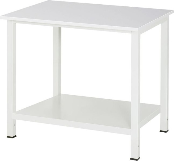 RAU werktafel serie 900, B1000xD800xH825mm, EGB werkblad melaminehars gecoat, dikte 28mm, met plank onder, 650mm diep, 03-900-6-ME28-10.12