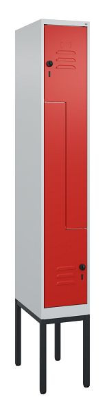 C+P Z-Spind Classic PLUS, Gestell, 2 Abteile, 2120x300x500mm, 7035/3020, Drehriegel, 0800337-102 S10002