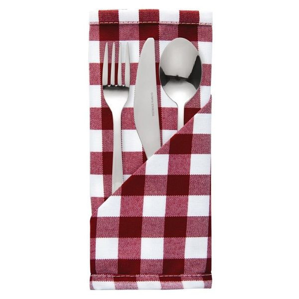 Mitre Comfort Gingham servetten rood en wit geruit 41cm, VE: 10 stuks, HB580