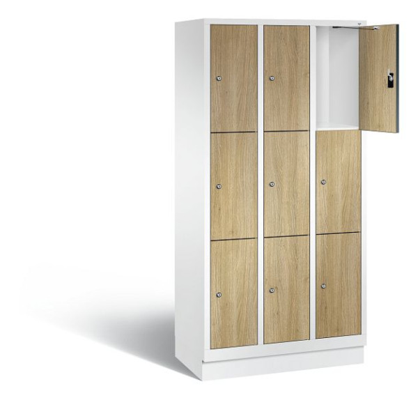 C+P lockerkast Evolo, H1800xB900xD500mm, kleur: verkeerswit / decor eiken Sereno, 48020-303 S10216