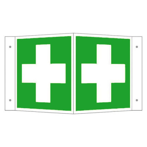 Stein HGS HGS reddingsschild als hoekschild EHBO, 200 x 200 mm, aluminium, hard (0,56-1,0 mm), 51.9203