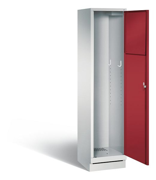 C+P wasverzamelkast Evolo, H1800xB420xD500mm, kleur: lichtgrijs/robijnrood, 48170-210 S10005