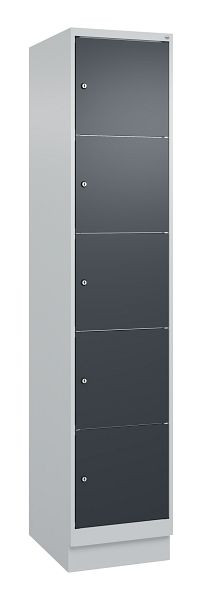 C+P lockerkast Classic PLUS, onderstel, 1950x400x500mm, 7035/7016, met 5 vakken, 080020-125 S10008