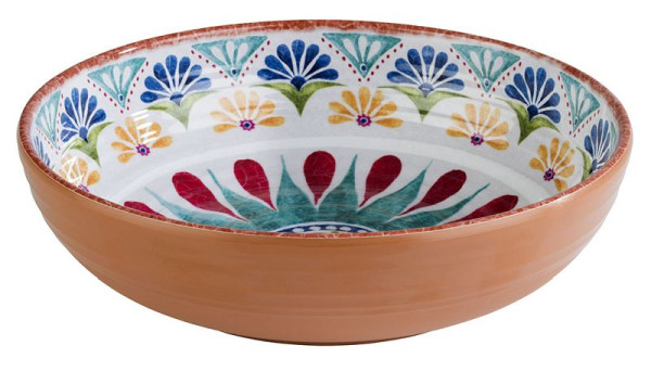 APS schaal -ARABESQUE-, Ø 20,5 cm, hoogte: 5,5 cm, melamine, 1,1 liter, binnen: terracotta look, buiten: decor, 84689
