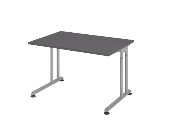 Hammerbacher bureau C-onderstel 120x80cm grafiet/zilver, VZS12/G/S
