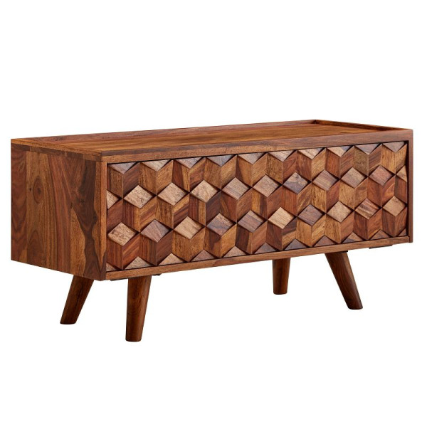 Wohnling lowboard sheesham massief hout 92x44x35 cm TV-ladekast met vouwdeur, design TV-kast hoog, TV-tafel TV-kast modern, WL6.558