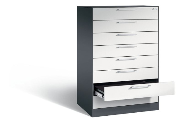 C+P archiefkast Asisto, H1310xB800xD600mm, kleur: zwartgrijs/lichtgrijs, beugelgreep, 146223-824 S10002