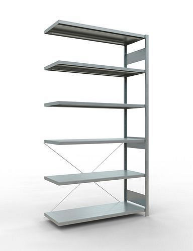 Schulte legbordstelling, aanbouwpaneel, 6 opbergniveaus, kruisschoor, vakbelasting 250 kg, 1306 x 536 x 2500 mm, 278768