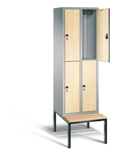 C+P locker dubbeldekker Evolo, H2090xW610xD815mm, kleur: wit aluminium / Donau esdoorn decor, 48350-20 S10314