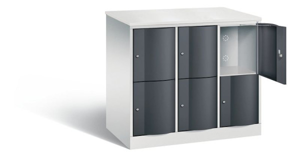 C+P XL lockerkast Resisto, H1077xB1148xD640mm, kleur: lichtgrijs / zwartgrijs, 8472-373 S10080