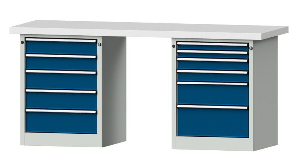 ANKE werkbanken combinatie werkbank, model 841 V, 2000 x 700 x 900 mm, RAL 7035/5010, KSP 50 mm, 415.119