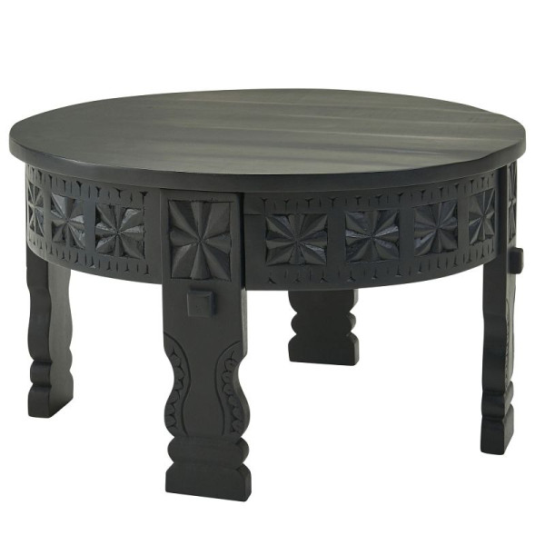 Wohnling Design salontafel 60x36x60 cm mango massief hout rond zwart, WL6.349