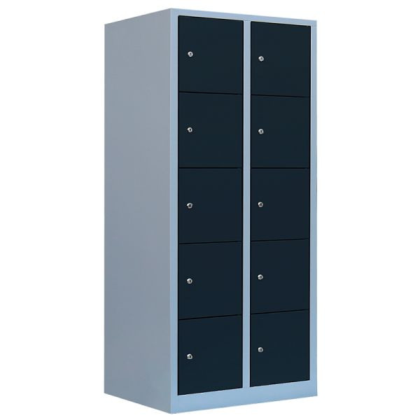 Lüllmann XL lockerkast, 2 compartimenten, 10 compartimenten, 1900 x 800 x 450 mm, lichtgrijs/antraciet, 523928