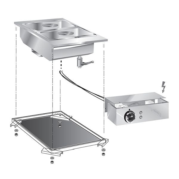 Gastro-Inox drop-in bain marie 40cm met aansluitdoos, 160.544