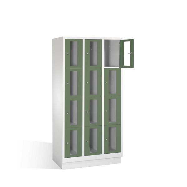 C+P lockerkast Classic, H1800xB900xD500mm, kleur: lichtgrijs / reseda groen, 8020A304 S10004