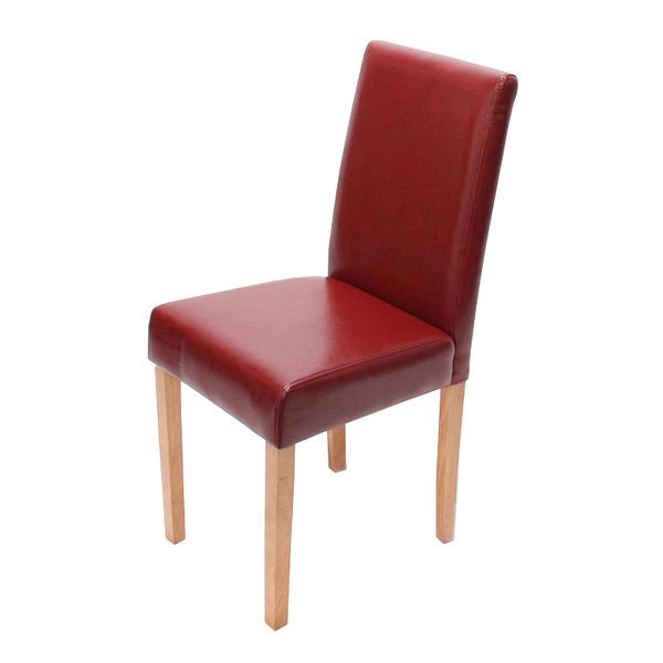 Mendler eetkamerstoel Littau, keukenstoel, kunstleer, rood, lichte poten, 74374