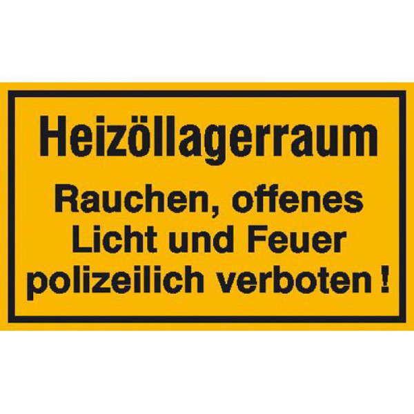 Stein HGS HGS informatiebord voor bedrijfsidentificatie, stookolieopslag, roken, open licht en ..., 250x150mm/kunststof (polystrol), 41.5055