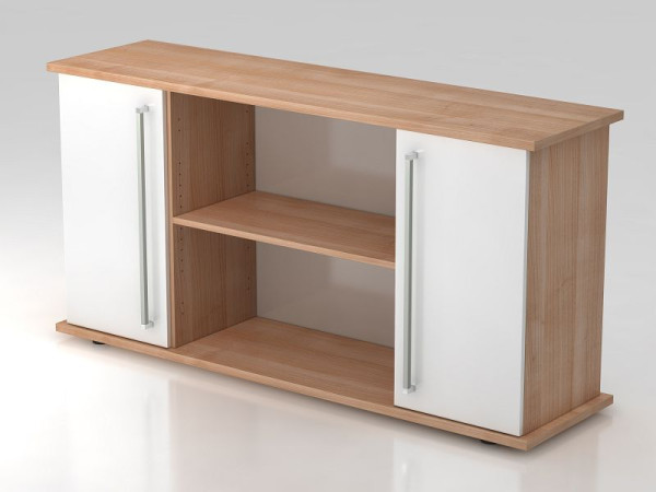 Hammerbacher dressoir 2 deuren 166cm chroom handgreep walnoot/wit, 166,1x44,8x84 cm (BxDxH), VSB2T/N/W/CE