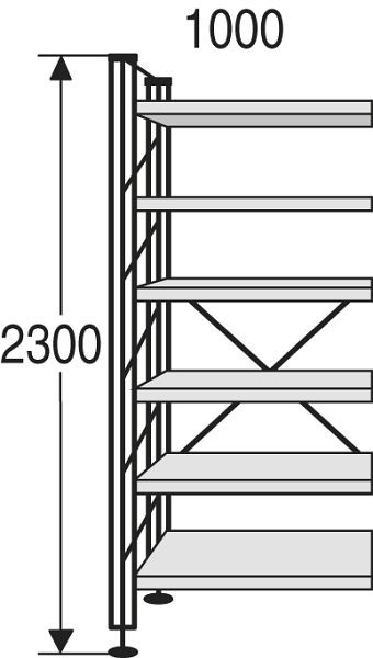 Kerkmann bibliotheekplank Libra, B 1000 x D 300 x H 2300 mm, lichtgrijs, 52144011