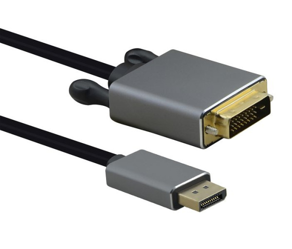Helos aansluitkabel, DisplayPort-stekker/DVI-stekker, PREMIUM, 1,0m, zwart, 288448