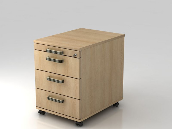 Hammerbacher rolcontainer 58cm, 3 laden, slotlijst handgreep eiken, 42,8x58x59 cm, 1/3/3/3 HE, VAC30/E/E/SG