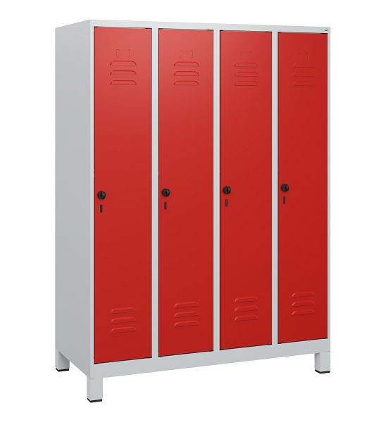 C+P Umkleidespind Classic PLUS, Füße, 4 Abteile, 1630x1200x500mm, 7035/3020, Drehriegel, 0800105-40 S10002
