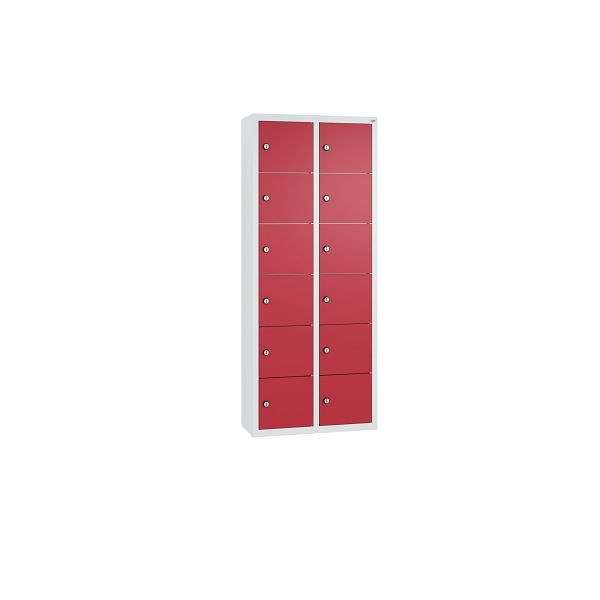 C+P Kleingefachschrank, 12 Fächer, H1130xB460xT200 mm, Grau/Rubinrot, 80700-223 S10023