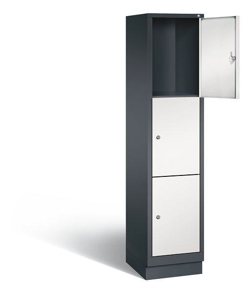 C+P lockerkast Evolo, H1800xB420xD500mm, kleur: zwartgrijs/lichtgrijs, 48020-123 S10064